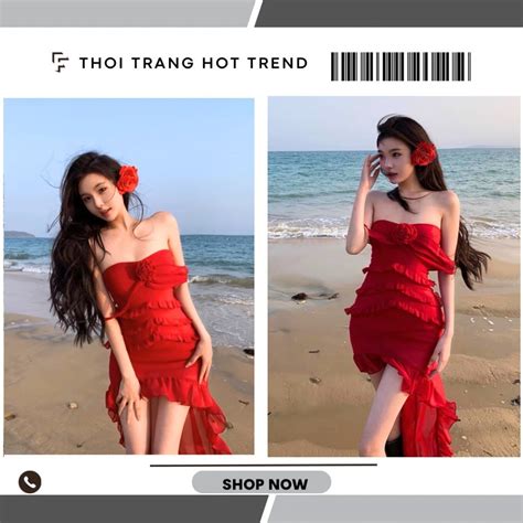 Đầm Pure Desire Gợi Cảm Hot Girl Cao Cấp Đỏ Quây Ống Top Đầm Mùa Xuân Eo Ôm Hơn Nhìn Không Đều