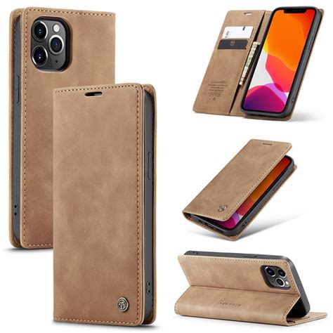 Caseme Iphone Pro Max Wallet Kickstand Magnetic Flip Case Brown