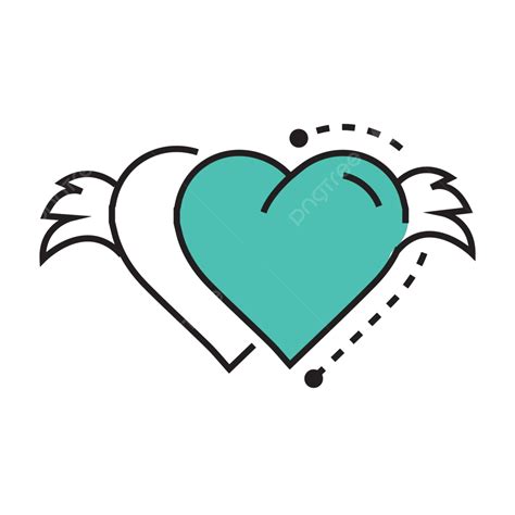 Icon Twins Hearts Wings Blue Birds Art Cartoon Vector, Birds, Art