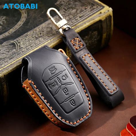 Leather Car Key Cases 5 Buttons Smart Remote Control Fobs Protector