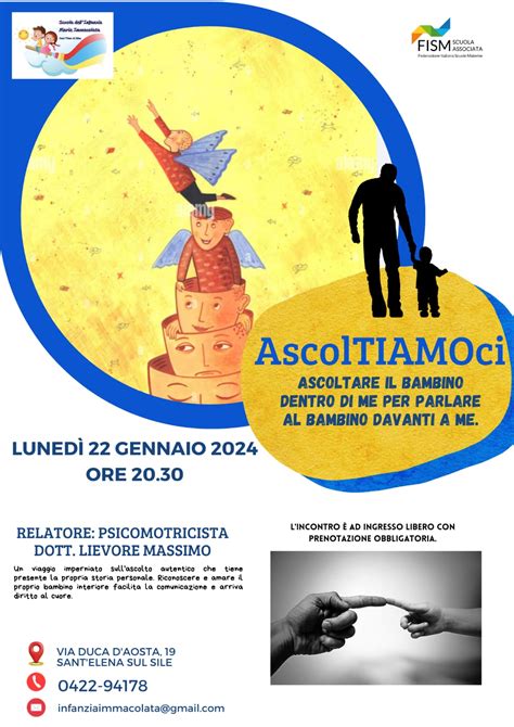 Serata Di Formazione “ascoltiamoci” Scuola Dellinfanzia Maria Immacolata A Silea