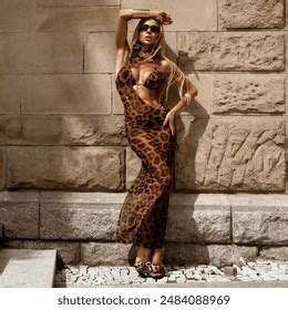 Sexy Blonde Model Leopard Bikini Beach Stock Photo 2484998449 Shutterstock