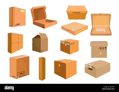 Cardboard Boxes Set Collection For Food Delivery And Furniture