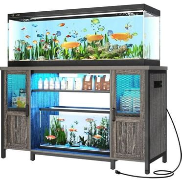 GDLF Durable Metal Fish Tank Stand with P2 MDF Cabinet, Holds 40 Gallon ...