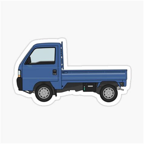 Honda Acty Side Profile Illustration Bay Blue Sticker By Larson377