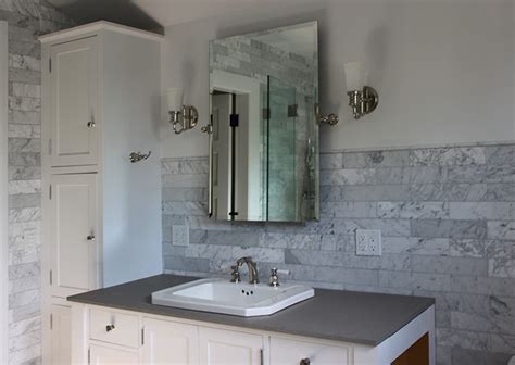 South Pasadena Restoration Carrara Marble Bathroom Craftsman Los