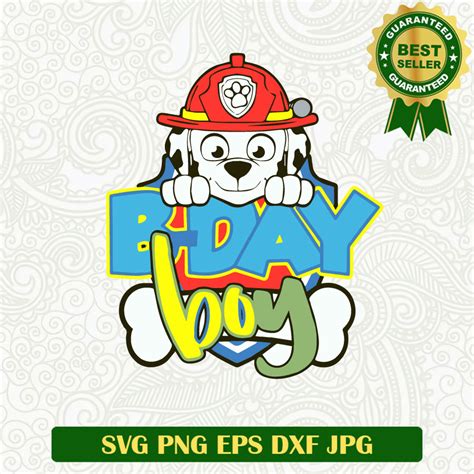 Marshall Paw Patrol Birthday Boy Svg Paw Patrol Cartoon Birthday Svg Lightberty