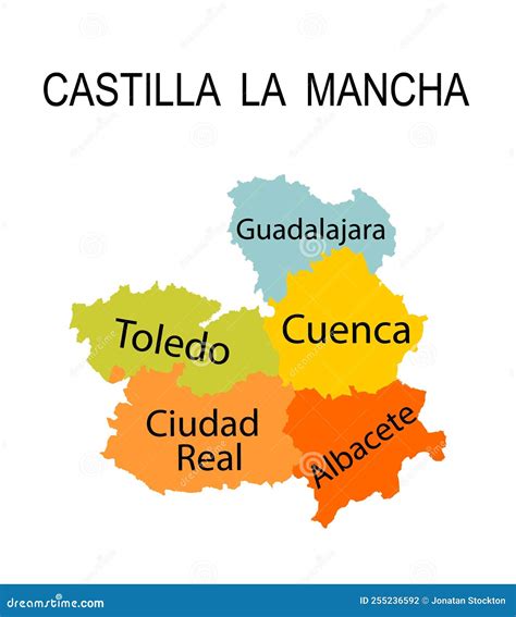 Castilla-La Mancha Region Location Within Spain 3d Map Vector ...