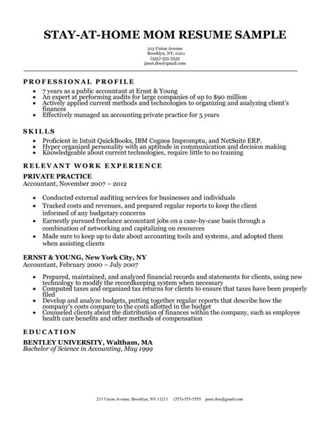 Stay At Home Mom Resume Sample Writing Tips Resume Companion