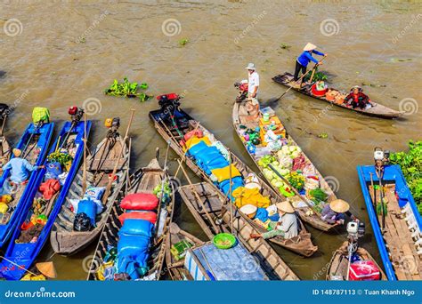 Floating Market In Mekong River South Of Vietnam Editorial Stock Photo