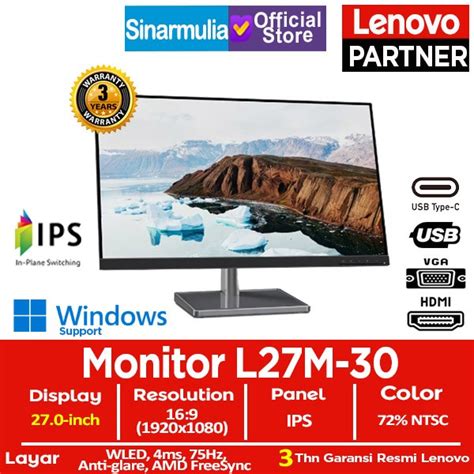 Promo Monitor Led Lenovo L M Ips Hz Ms Hdmi Vga Eye Caring