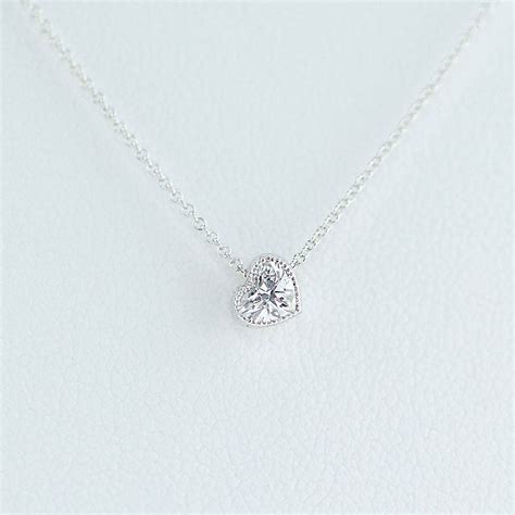 Heart Diamond Necklace Diamond Solitaire Necklace Heart Etsy Canada