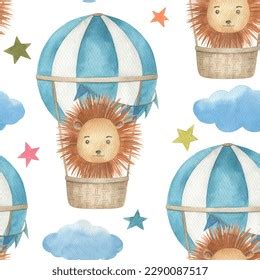 Watercolor Baby Seamless Pattern Hot Air Stock Illustration 2404833055 Shutterstock