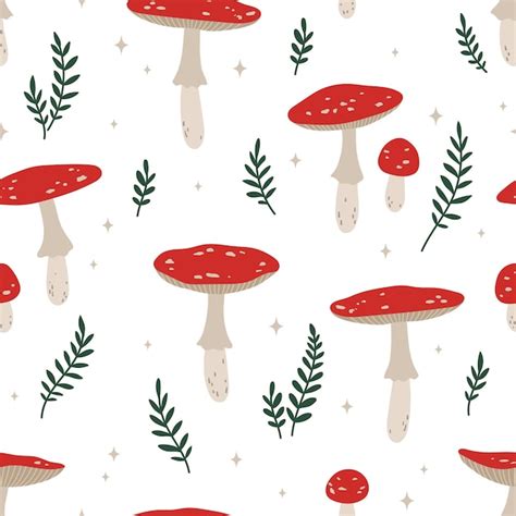 Premium Vector Seamless Pattern With Fly Agaric Texture Fot Print