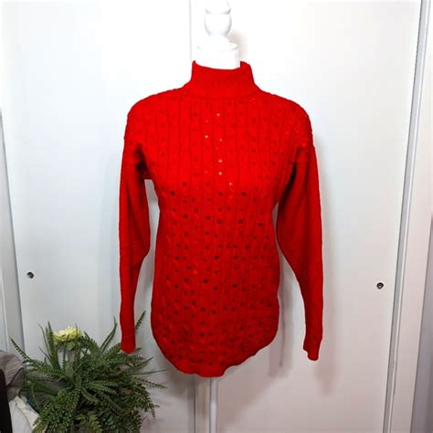 Haberdashery By Leslie Fay Sweaters Vintage Red Turtleneck Sweater