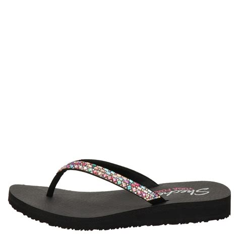 Skechers Meditation Slippers Voor Dames Zwart Nelsonnl