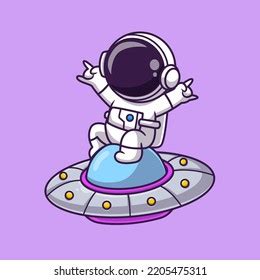 Cute Astronaut Sitting On Ufo Spaceship Stock Vector Royalty Free