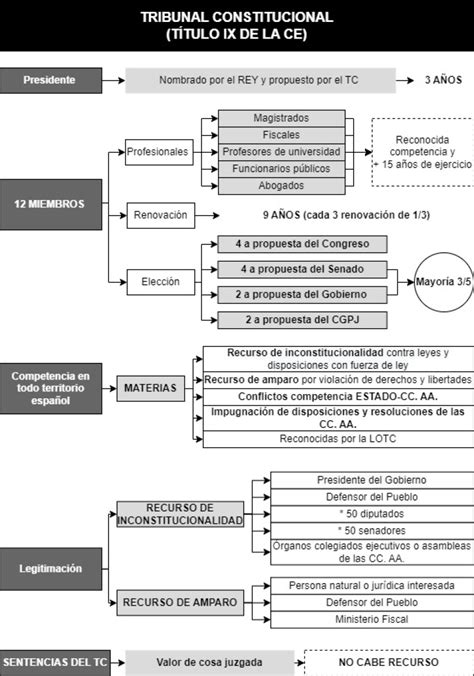 Esquema sobre la composición y competencias del Tribunal Constitucional