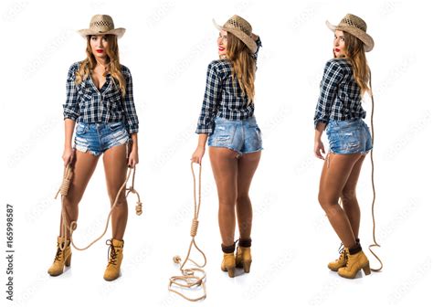 Sexy Blonde Woman Cowgirl Stock Photo Adobe Stock