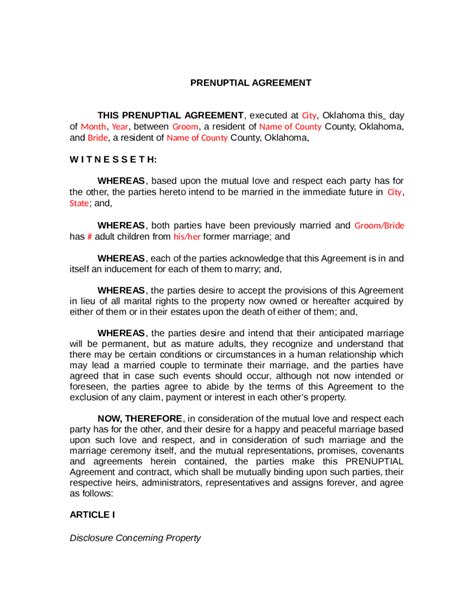 Uk Prenuptial Agreement Template Parahyena