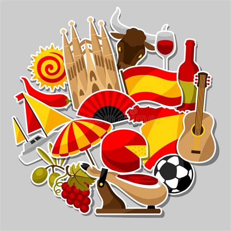 Spain Background Design Spanish Traditional Sticker Symbols And