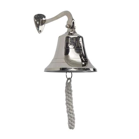 Litton Lane In Silver Brass Nautical Bell The Home Depot