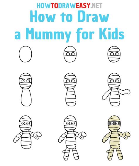 How To Draw A Mummy Step By Step Easy Halloween Drawings Drawing