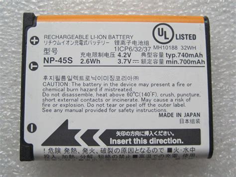 「Fujifilm互換性のあるバッテリー」NP-45A 740mAh/2.6WH 3.7V 対応機種Fujifilm FinePix ...