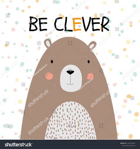 Cute Bear Childish Vector Illustrationin Scandinavian Stock Vector