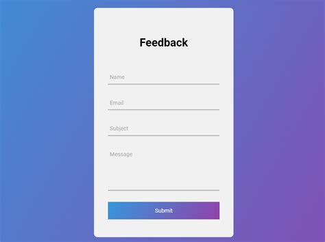 Feedback Form Template User Experience Design Technology