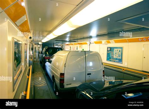 Vehicles Inside Channel Tunnel Eurostar Train, UK/France Stock Photo ...