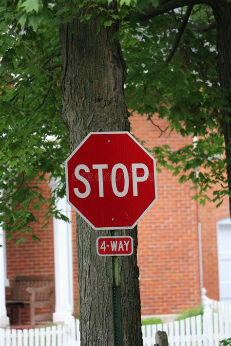 Stop Sign Four Way stock photo. Image of post, four, intersection ...