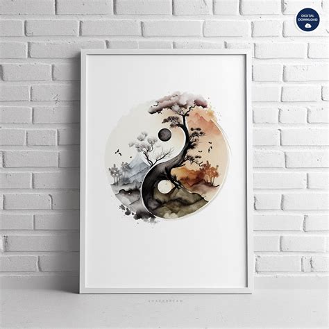 Abstract Yin Yang Printable Balance Ying Yang Wall Art Meditation