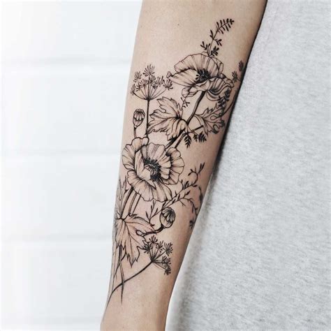 Tender poppies and wild flowers tattoo | Wildflower tattoo, Forearm flower tattoo, Forearm tattoos