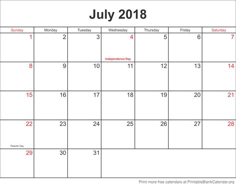 Printable Blank Free Calendar Templates