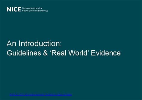 An Introduction Guidelines Real World Evidence Nice 2019