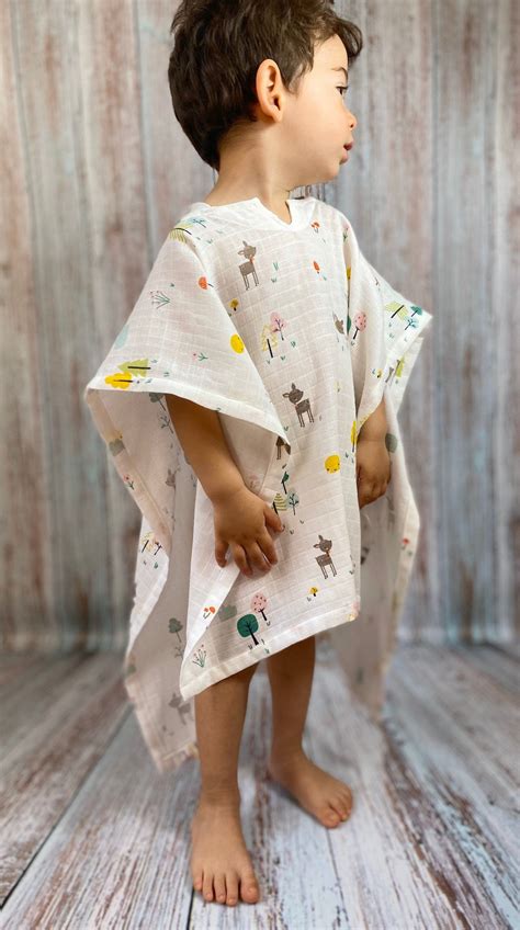 Poncho Towel Toddler Hooded Poncho Kids Bath Towel Muslin Etsy