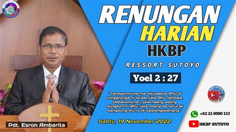 Renungan Harian Hkbp Ressort Sutoyo Sabtu November Oleh Pdt