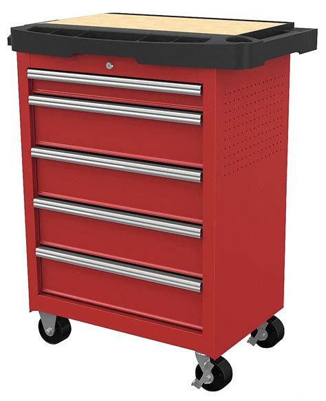 WESTWARD Gloss Red Light Duty Rolling Tool Cabinet 34 3 8 In Overall