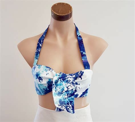 Vintage S Blue Pink Halter Bikini Top Boob Tube Top Australian Made Etsy