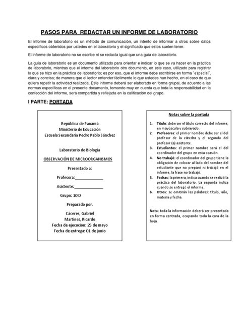 Formato Para Informe De Laboratorio Pdf Pdf Laboratorios Maestros