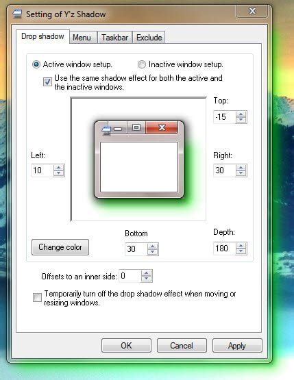 How to add a shadow effect to the Windows