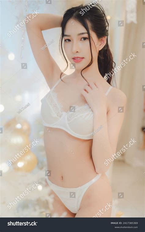Sexy Asian Woman White Lingerie Next Stock Photo 2417385369 Shutterstock