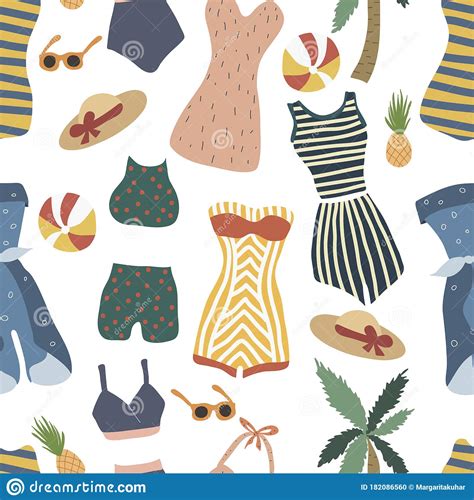 Set Of Lingerie And Swimsuits Hand Drawn Big And Colored Vector Set All Elements Are Isolated