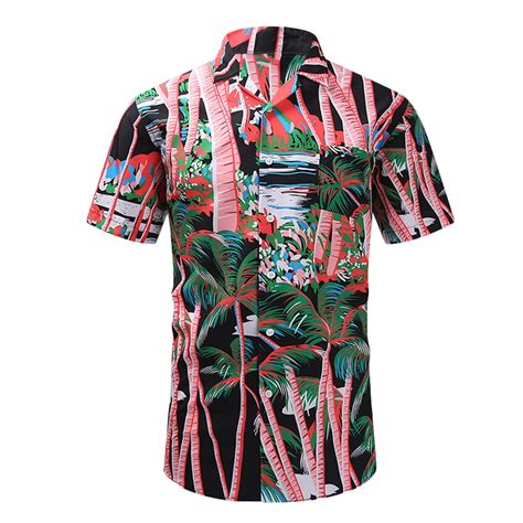 Waenqinla Hawaiian Shirt For Men Summer Tropical Palm Tree Print Beach