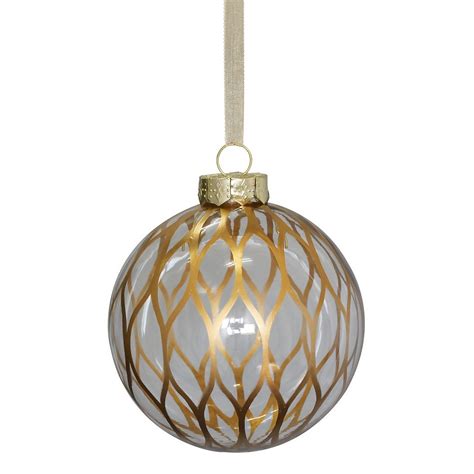 Gold Diamond Pattern Christmas Tree Bauble 90mm Homebase