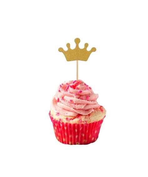 Pack Cupcake Toppers Gold Glitter Crown Cake Toppers First Birthday