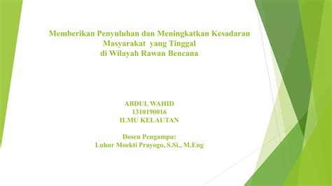 Mitigasi Bencana Pesisir Memberikan Penyuluhan Dan Meningkatkan