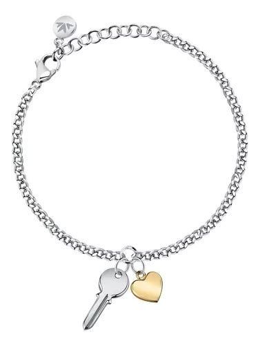 Pulsera Mujer Llave Y Corazón En Acero Inoxidable Cuotas sin interés