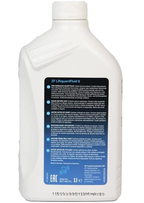 S671090312 ZF - Трансмиссионное масло ZF LifeGuardFluid 8, 1л S671 090 ...